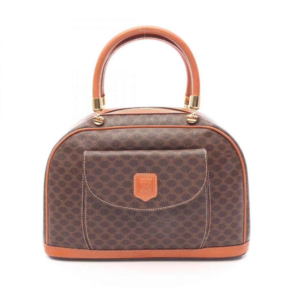 Celine Macadam Handbag, Coated Canvas Leather, Women's, Brown